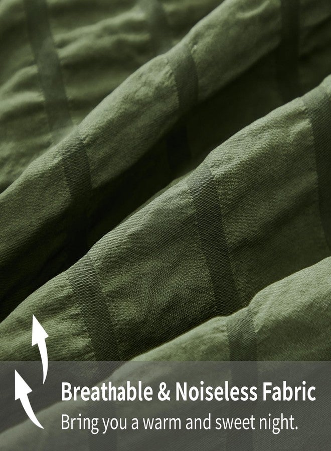 AveLom Dark Olive Green Seersucker King Comforter Set (104x90 inches), 3 Pieces-100% Soft Washed Microfiber Lightweight Comforter with 2 Pillowcases, All Season Down Alternative Bedding Set - Image 5